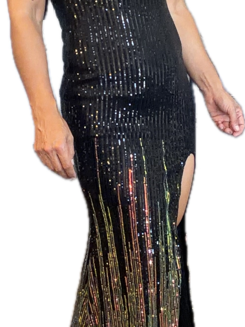 Miss OrdElegant One-Shoulder Sequin Evening Dress Size Small .